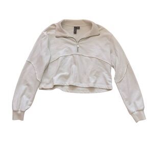 Sweaty Betty Cropped Quarter-Zip Pullover Cream